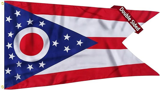 FLAGWIN Ohio Flag 3x5 FT - 3 Ply Double Sided Polyester Ohio State Flag with Brass Grommets - Vivid Color and Fade Proof State of Ohio Flags 3x5 Outdoor
