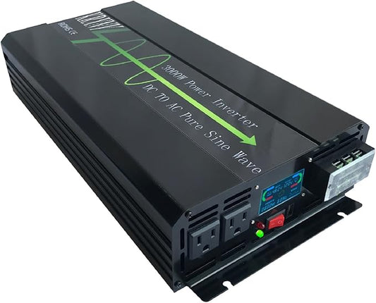 3000W Pure Sine Wave Power Inverter Peak 6000W 48V DC to 110V 120V AC 60HZ for Car RV Use or Home Solar System with LCD Display
