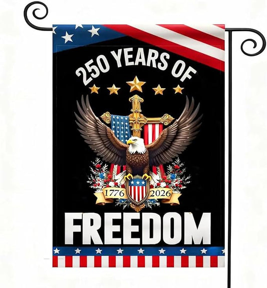 250 Years America Garden Flag,250th Anniversary USA Patriotic Banner Double-Sided with Eagle Design, 1776-2026 Commemorative (B_2.33 x 3.33 ft)