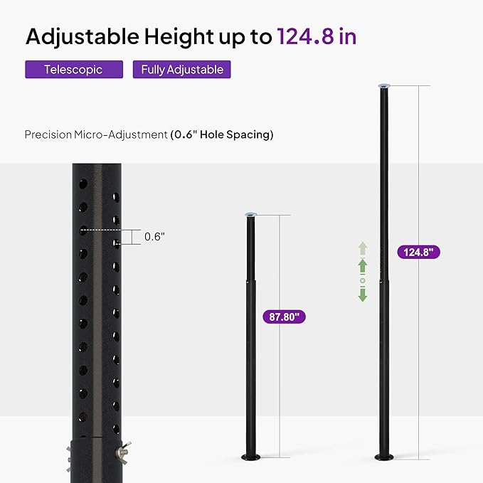 PURPLE LEAF Gazebo Snow Support Pole Adjustable Telescopic Heavy Duty Steel Brace to Prevent Snow Collapse (Extends 7.32 ft to 10.4 ft)
