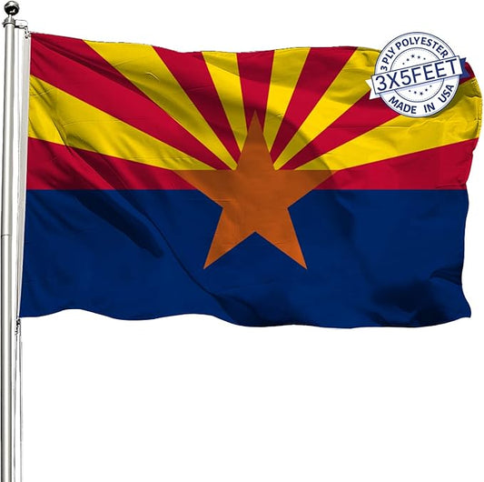AMZFLAG Arizona State Flag 3x5 ft Outdoor, Heavy Duty 3 Ply Polyester AZ Arizona Flags with 2 Brass Grommets