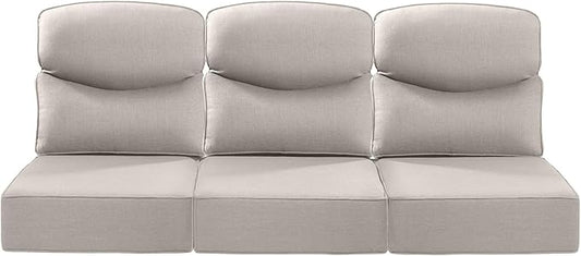 Luxury 22x24/22x25 6-Inch Smile Outdoor Sofa Cushions Set of 3 - Memory Foam Deep Seat Patio Furniture Cushions for Wicker Dining Chair Loveseat 3-Seater L-Shape Sectional Sofa - Beige