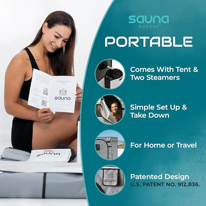3 Person Full Body Sauna Box - Portable Sauna for Home Relaxation, Muscle Recovery, and Skin Health - Leak-Proof Design for at-Home Setup - USA Owned (1 Tent and 2 Steamers Included)