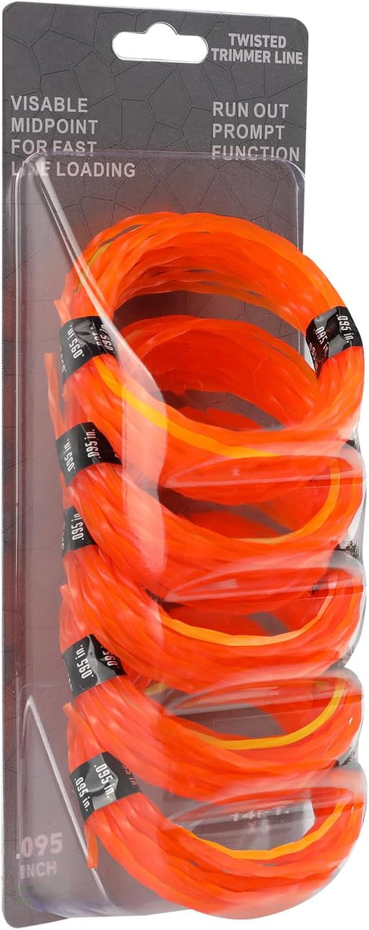 5 Pack String Trimmer Line Compatible with Ego String Trimmer 0.095" 70FT Weed Eater String Pre-Cut Dual Color Fast-positioning Triangular Twisted Trimmer Line Universal Fit Weed Wacker String