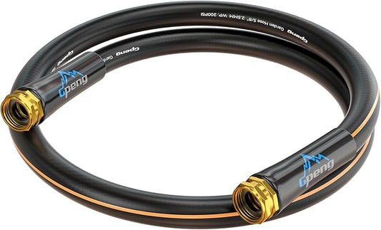 Non-Expandable Leader Hose 5ft x 5/8", Short Garden Hose, Rubber Water Hose, Heavy Duty, No Kink, Flexible Garden Hose with Swivel Handle, Female to Female Fittings, Burst 600 PSI, Without Nozzle