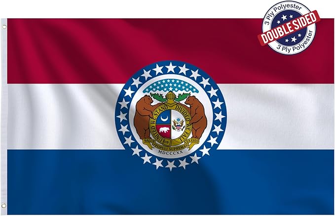 Bradford Missouri Flag 3x5 feet Outdoor, Double Sided 3 Layers Missouri Flags Heavy Duty, MO State of Missouri Flag Polyester with 2 Brass Grommets for Outsides House Decoration