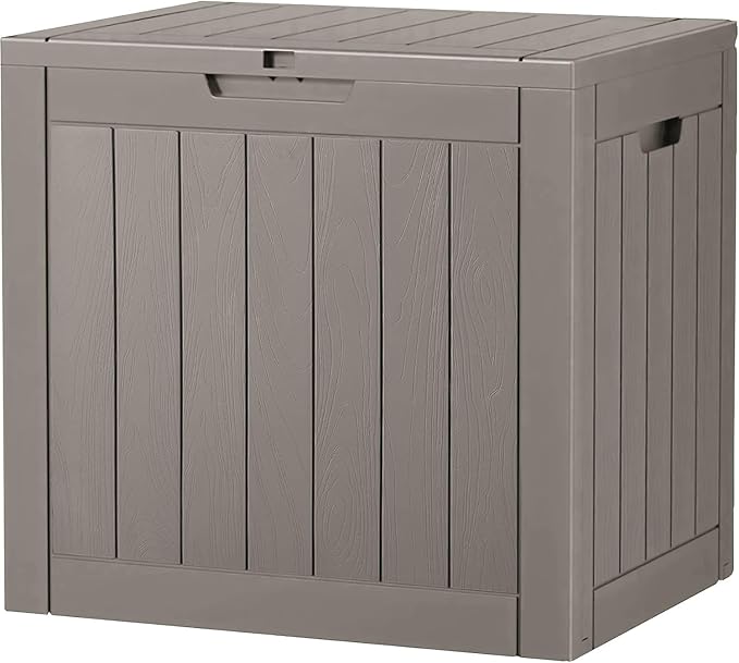 Outdoor Storage Box, 31 Gallon Deck Box, Large Resin Storage Cabinet for Gardening Tools, Patio Pillow, Lockable, Waterproof and UV Resistant