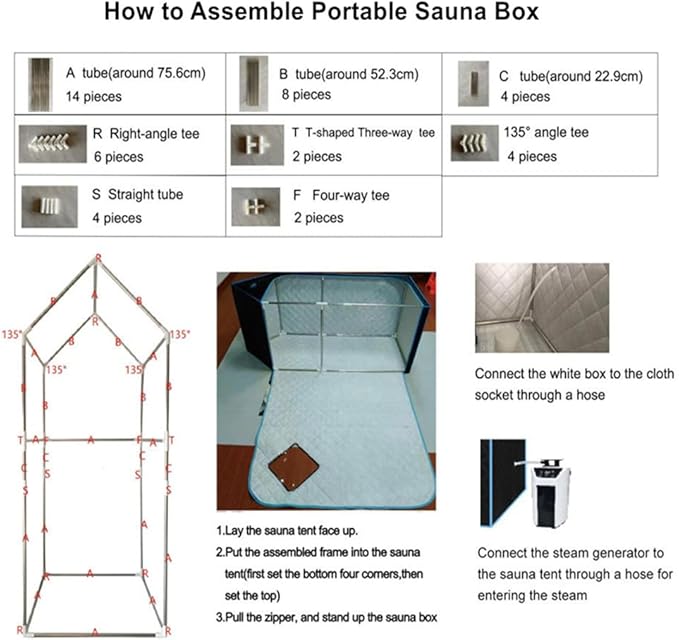 Portable Sauna Box for Home Spa Full Body, Personal Steam Sauna Tent Sauna Room with 3L 110V 1000W Steamer, 90 Minute Timer with Remote Control, 4 Temperature Levels, Folding Chair