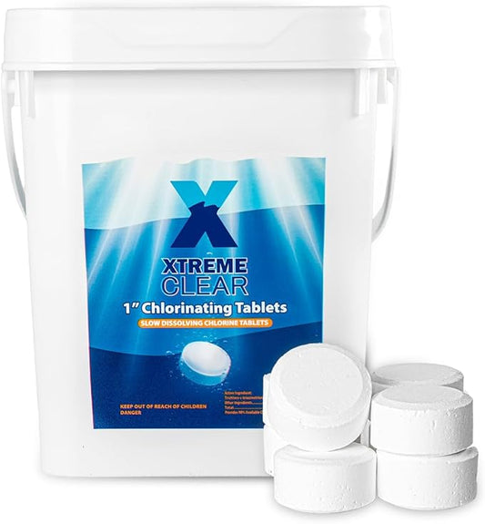 XtremeClear 1" Chlorine Tabs Swimming Pool Hot Tub & Spa Eliminate Bacteria & Algae Sanitizer Makes Water Clean & Crystal Clear Slow Dissolving 5lbs