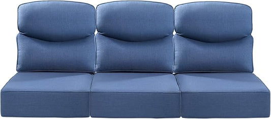 Luxury 24x24x6 Inch Smile Outdoor Sofa Cushions Set of 3 - Memory Foam Deep Seat Patio Furniture Pillows for Wicker Rocker Dining Chair Loveseat 3-Seater L-Shape Sectional Sofa - Navy Blue