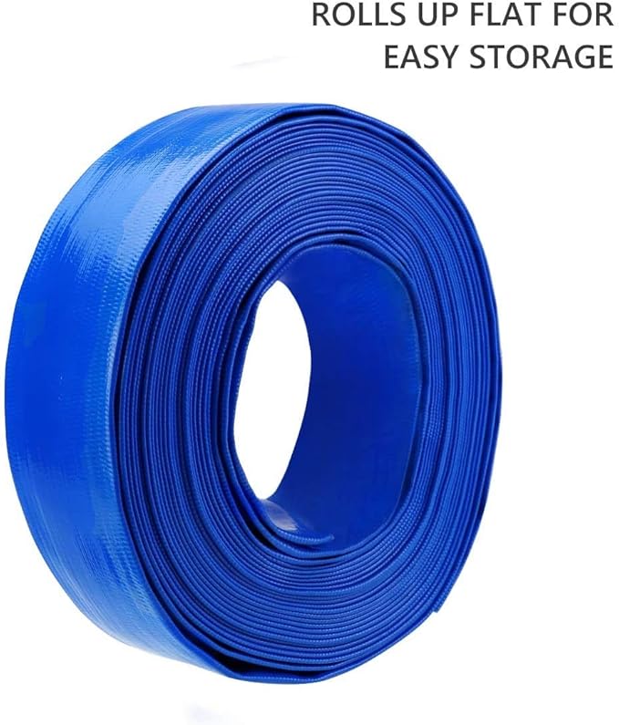 Eastrans 2.5 IN x 100 FT Heavy Duty Flat Discharge Hose, Weather & Burst Resistant, Best Hose for Inground Pools, Pool Filter & Drain Hose