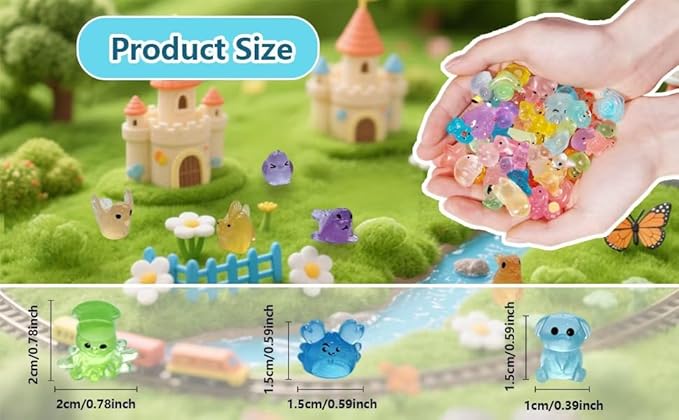 150/200 Mini Resin Animals Variety Pack Kit, 30 Types Tiny Resin Animals Figures, Hide Mini Figures Micro Landscape Ornaments Fairy Garden Accessories (200)
