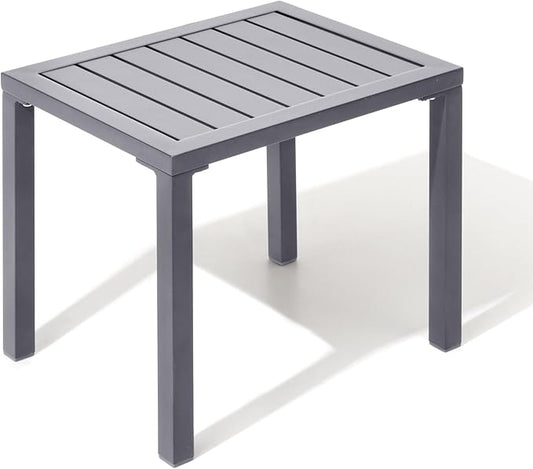 Crestlive Products Outdoor Side Table,Aluminum Rectangular Side/End Table, Small Patio Coffee Bistro Table for Outdoor Indoor