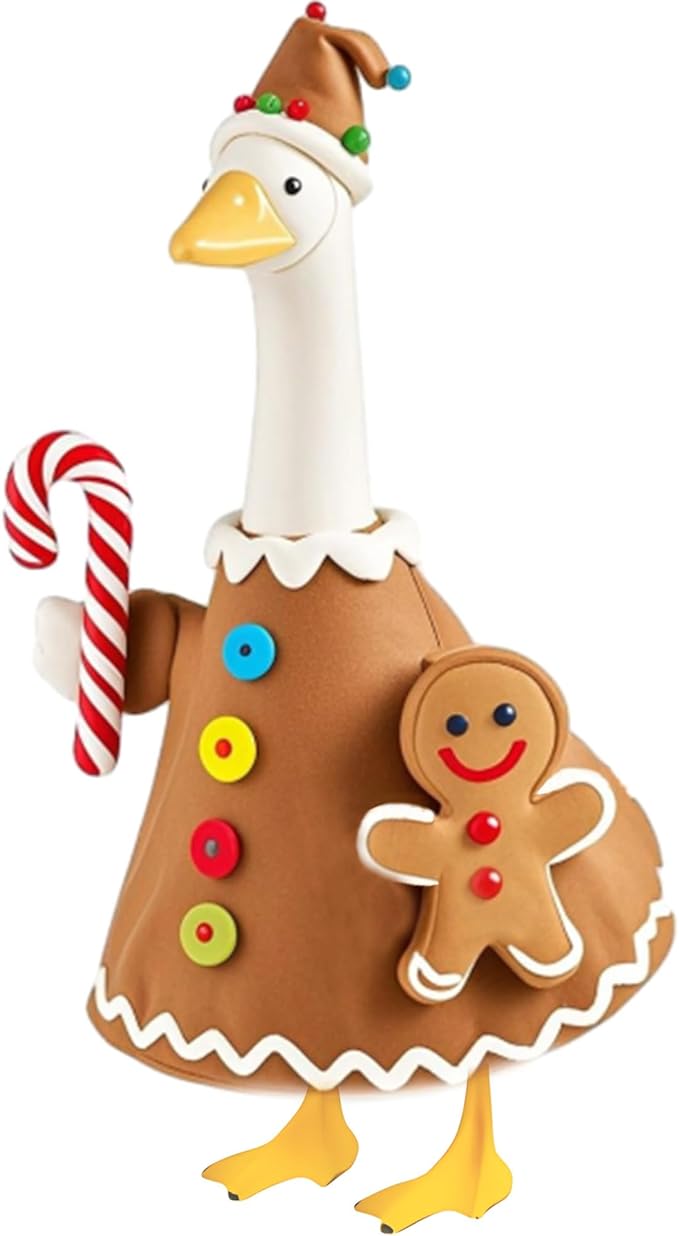 Christmas Gingerbread Porch Goose Outfit for Large 23" High Cement or Plastic Goose Statue, Yard Goose Cloths Decor for Outdoor Lawn Gaden Patio