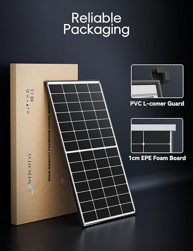 200 Watt Solar Panel,25.4% High Efficiency Perovskite Solar Cells,10BB Hidden Busbar Technology,12v/24v Solar Panels for Rv Camper Boat Caravan Off-Grid Applications(200W)