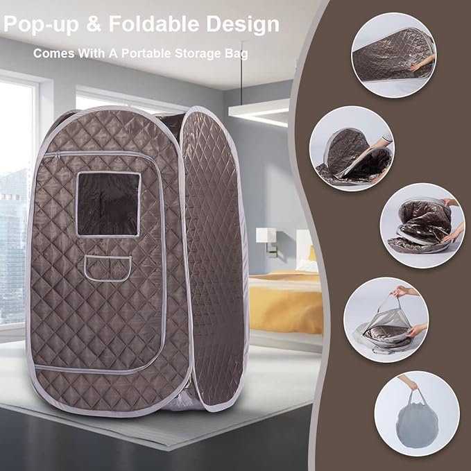 Portable Sauna Tent, Foldable One Person Full Body Spa for Detox Therapy Without Steamer - Dark Grey