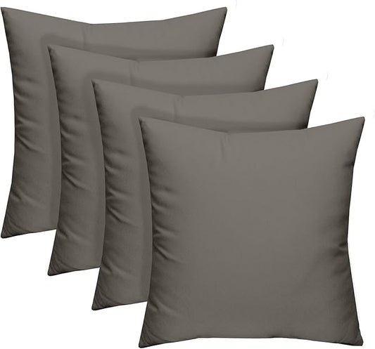 RSH DECOR: Square Throw Pillows Set of 4 | 17” x 17” | All-Weather Spun Fabric | Water and Fade-Resistant | Outdoor Accent Pillows for Patio Furniture | Charcoal Grey