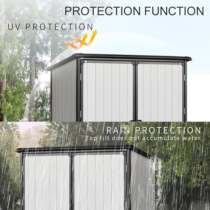 5x3 FT Resin Outdoor Storage Shed with Floor, Waterproof Resin Cabinet with Lockable Door, Outside Plastic Tool Garden Sheds for Backyard Lawn Patio Furniture, Bikes, Accessories, Black