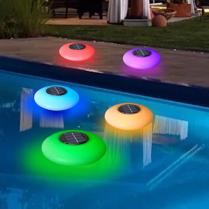 Sublume Solar Floating Pool Ligts, RGB Pool Accessories with 1000 MAH, IP65 Waterproof, Pool Decor Lights for Outdoor Swimming Inground and Above Ground Pools, Garden, Party-1 Pack
