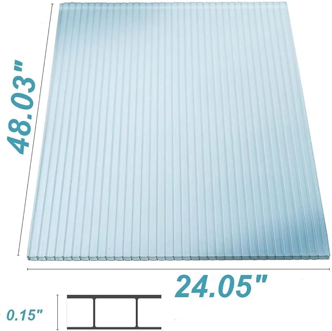 42 Pcs Polycarbonate Greenhouse Panels, 4' x 2' x 0.15'' Twin-Wall Panels, UV Protected Reinforced Clear Sheets for Greenhouse, Outdoor, Plant Stand Roof (42)