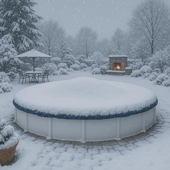 Heavy-Duty Winter Pool Cover | 18 ft Round, 12x12 Scrim Strength, 12-Year Warranty | UV and Cold Resistant, Weatherproof Durable Protection for Above-Ground Pools | Winch & Cable Included