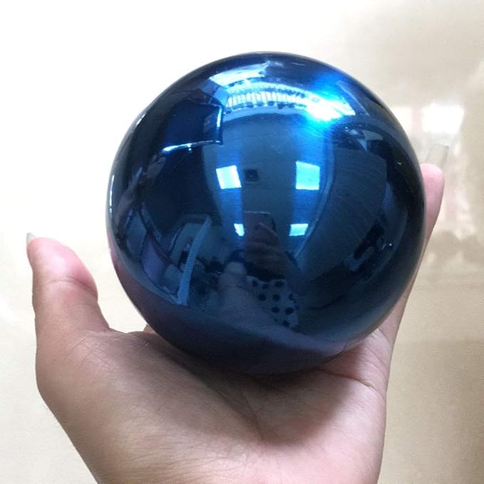 15cm/6inch Diameter Gazing Globe Mirror Ball,Blue Stainless Steel Polished Reflective Smooth Garden Sphere,Colorful and Shiny Addition to Any Garden or Home