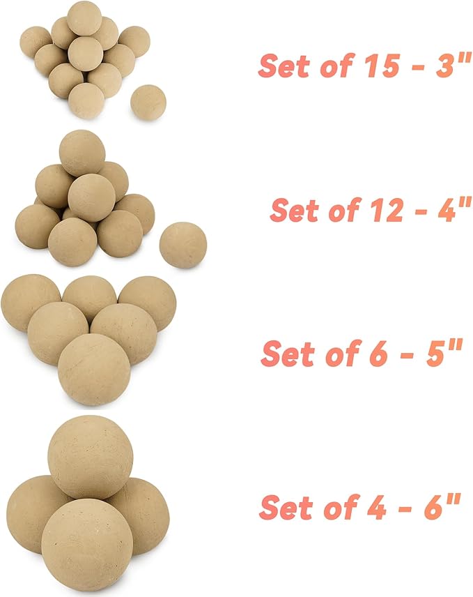 Skyflame 3" Ceramic Fire Pit Balls, Set of 15 Round Beige Fire Spheres for Indoor and Outdoor Fire Pits or Fireplaces