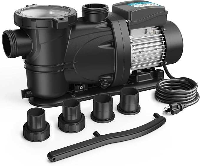 In/Above Ground Pool Pump, Self Primming High Flow (with Timer, 1HP, 5860 GPH, 115V)
