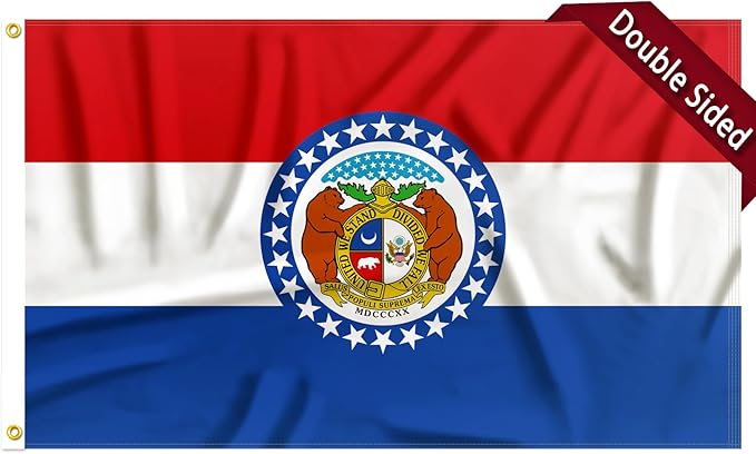 FLAGWIN Missouri Flag 3x5 FT - 3 Ply Double Sided Polyester Flags with Brass Grommets - Vivid Color and Fade Proof State of Missouri Flag 3x5 Outdoor