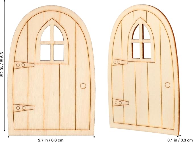 36pcs Mini Wooden Fairy Doors, Unpainted Elf Doors for Home Office Garden Decoration, Assorted Colors, 3.93 x 2.67 x 0.11 Inch