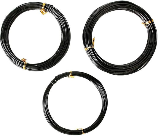 Quality Black Long Lasting Bonsai Training Wire Set of 3 Sizes - 1.0mm, 1.5mm, 2.0mm (32 Feet Each Size)