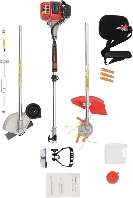26CC 2-Stroke Weed Eater Gas Powered Weed Wacker, 2 Blade Heads Cordless Lawn Edger Gas Weed Trimmer with Shoulder Strap and Goggles Grass, Trimmer Tools for The Garden and Yard