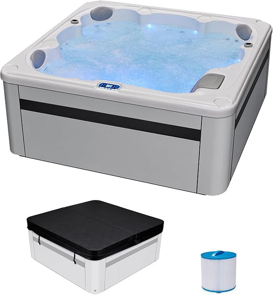 OCEAN FUTURE Hot Tub with Cover, 6 Person Indoor Outdoor Hot Tub Spa, Outdoor Spa 240V, 35 Jets, LED Lighting, Headrests, Outdoor Spa 85" x 85"