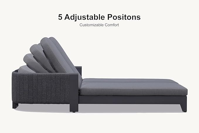 PURPLE LEAF Patio Furniture Set with 2 Person Lounge Chair 7 Pieces Outdoor Conversation Sets with Coffee Table Patio Sofa with Cushions Manual Weaving Furniture for Porch Lawn Backyard Gray