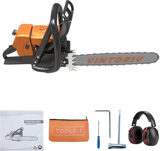 380 Gas Chainsaw, 72cc 2-Cycle 3.6KW 4.8HP Power Chain Saw with 24 Inch Alloy Bar, OEM Code F380W, Replacement For Stihl MS381, MS380, 038, NS872, Heavy Duty Logging