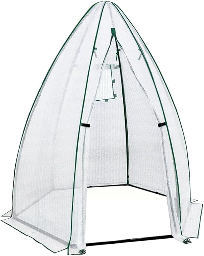 Greenhouse for Outsides, 54”x 54”x 71” Heavy Duty Green House Tent with Durable PE Cover, Garden Plant Protector with Zippered Door Mesh Window for Vegetables Flowers Fruits Herbs, White