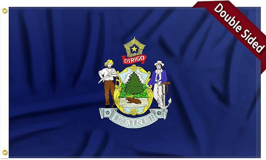 FLAGWIN Maine Flag 3x5 FT - 3 Ply Double Sided Polyester Maine State Flag with Brass Grommets - Vivid Color and Fade Proof State of Maine Flags 3x5 Outdoor