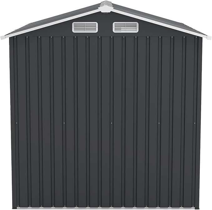 6x8 FT Sheds & Outdoor Storage,Steel Storage Shed with Lockable Doors and Window,Waterproof Garden Shed w/Roof Slope Design & Weather Versatility,Tool House for Storing Bicycles,Dark Gray