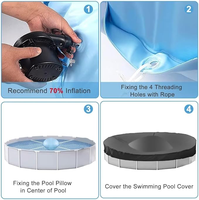 2pcs Pool Pillows for Above Ground Pools, 4ft Dia Heavy Duty Swimming Pool Air Pillow 0.4mm Thick Pool Closing Winter Kit Pool Cover Float Balloon with String Repair Tape for Winterizing Ice Equalizer