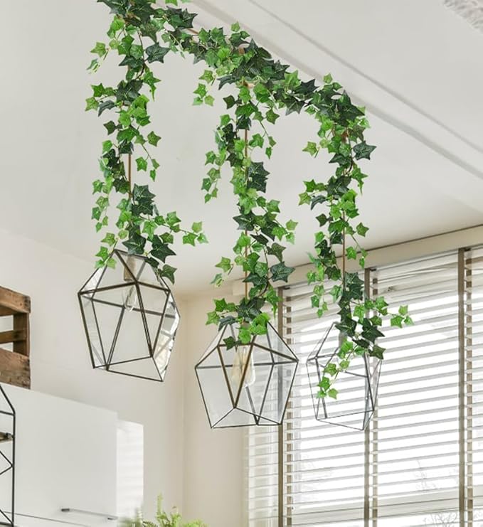RECUTMS 2Pcs Fake Vines 74.8inch Artificial Ivy Garland Hanging Plants with Silk Leaves Greenery Decoration for Indoor Outdoor Wedding Home Kitchen Garden Office