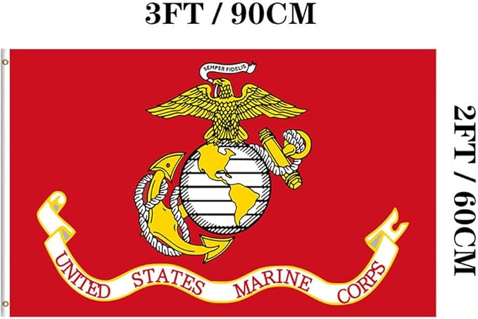 Jayus Double Sided US Marine Corps Military Flags 2x3 FT Outdoor - Vivid Colors 220D Marine Corps Flag Banner with 2 Grommets