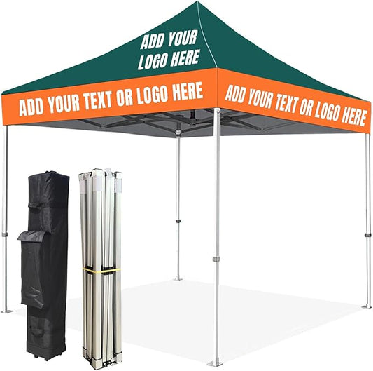 Custom Canopy Tent 10x10 with Logo, Personalized Pop Up Canopy Tent 10x10, Nano-Grade Water Repellent Heavy Duty for Business, w/Roller Bag (Canopy Top)