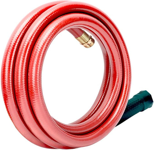 Solution4Patio Short Lead-in Red Garden Hose 5/8 in. x 10 ft. -Kink Free, No Leaking, Male/Female Fittings -Heavy Duty Durable Flexible Lightweight Water Pipe -Brass Aluminum Ends for Household & Yard
