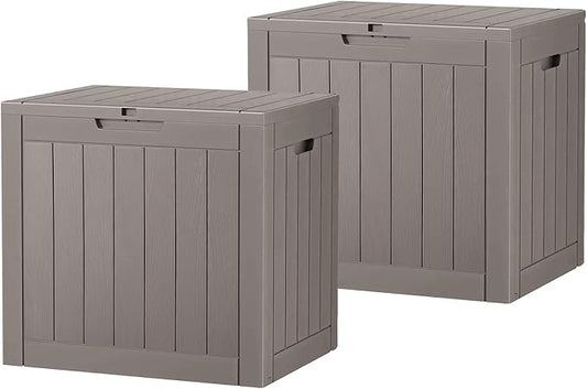 Outdoor Storage Box,2 Packs 31 Gallon Deck Box, Large Resin Storage Cabinet for Gardening Tools, Patio Pillow, Lockable, Waterproof and UV Resistant