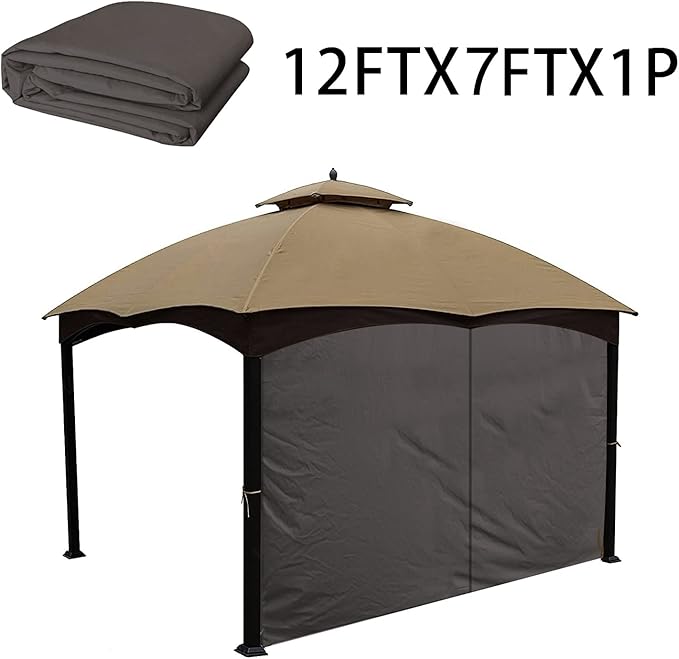 Gazebo Universal Replacement Privacy Curtain – Hugline 10' x 12' Gazebo Side Wall Outdoor Privacy Panel with Zipper (Brown)