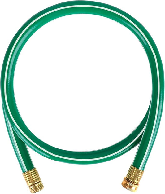 Worth Short Lead-in Green Garden Hose 5/8 in. x 6 ft. -Kink Free, No Leaking, Male/Female Fittings -Heavy Duty Durable Flexible Lightweight Water Pipe -Brass Aluminum Ends for Household & Yard Use