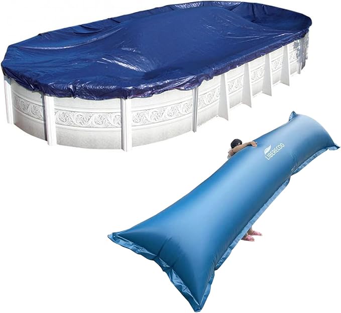 LIBERECOO 4'x15' Pool Pillows for Above Ground Pools, winterize Closing kit Winter Pool Pillow.Super Durable & Strong Cold Resistant Easy Centering,2 Ropes Included