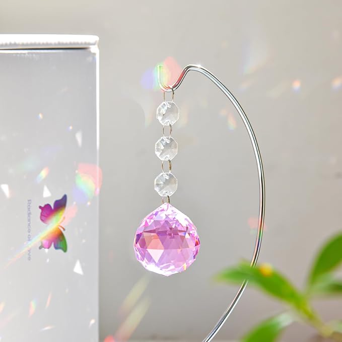 Grief Gifts for Women,40mm Crystal Suncatcher 9-inch Silver Stand with a Greeting Card,in Memory of Loved One Gifts,Memorial for Daughter