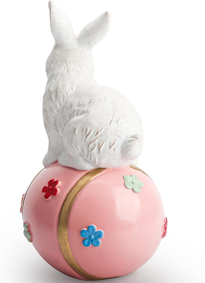 Large Rabbit Figurines Decoration for Home, Hand-Painted Bunny Figurine Statue for Garden, Indoor & Outdoor Decoration, Suitable for Mother Gift, Women Birthday Gift