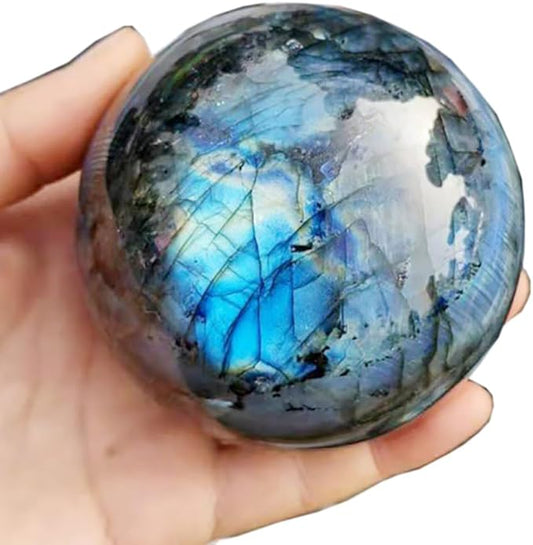5-6CM/1.97-2.36inch Natural Crystal Ball Labradorite Sphere Moonstone Stone Crafts Polished Decorative Sphere Reiking Healing Crystals Ball Stone Fengshui Home Decoration(50-60mm, Labradorite)
